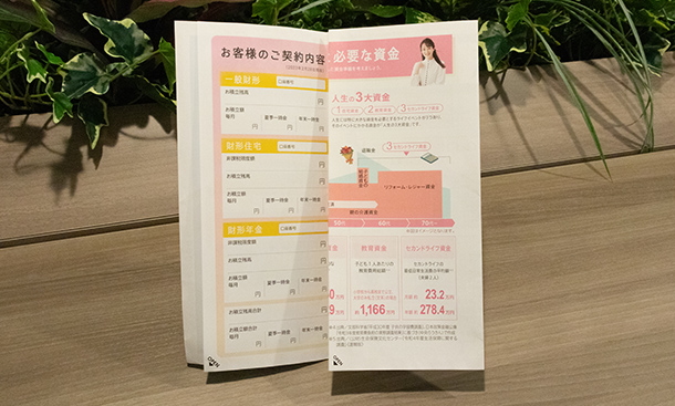 ふち糊圧着DM（巻々タイプ）の商品サンプルを開いた所1